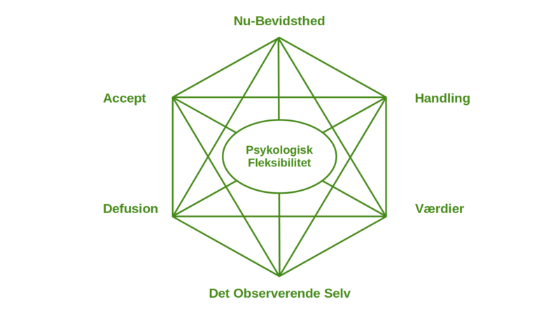 Hexaflexen udpeger 6 processer der styrker psykologisk fleksibilitet